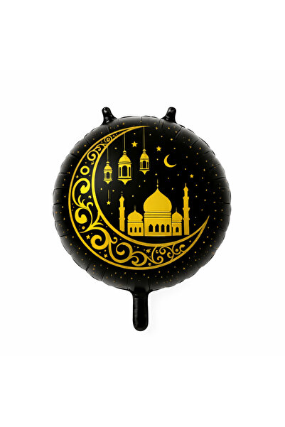 Behind party store Ramadan Themed Black Gold Foil Balloon |   Moon Mosque Pat...