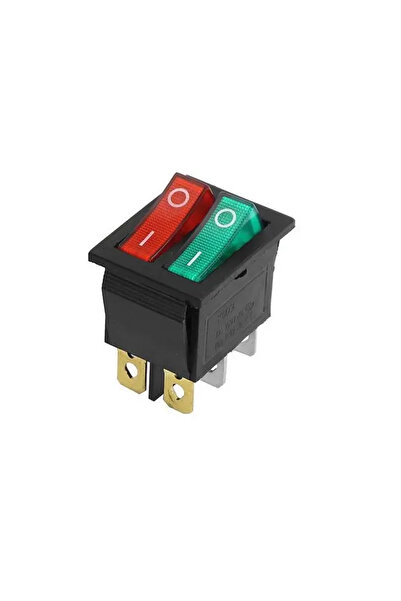 OEM Double ON-OFF switch 6 poles 250V 15A red + green button 22x28.4mm