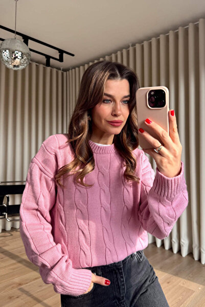 Sue Store Pink Knitted Model Sweater