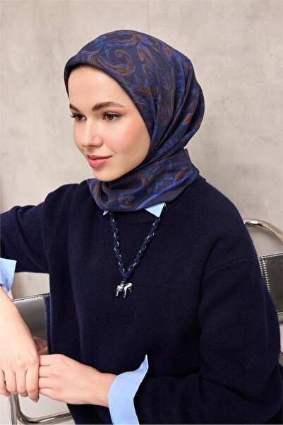 Silk Home Viscose Velora Scarf Four Seasons Baroque Floral Pattern Dark Navy ...