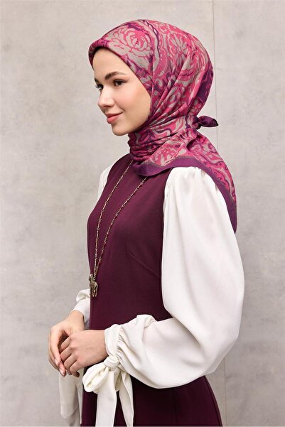 Silk Home Viscose Velora Scarf Four Seasons Antique Pattern Eggplant Purple 9...