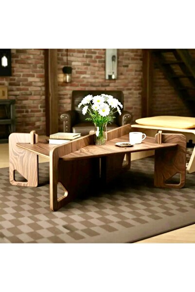 PRAKTURA Craft Doğal Ahşap Orta Sehpa, Ceviz Orta Sehpa