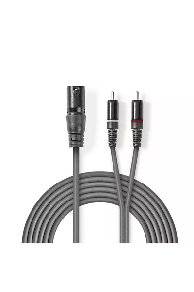 Nedis Cablu audio stereo XLR 3-Pin tata - 2x RCA tata 1.5m gri