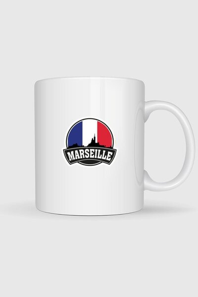 Bahriyeli Collection Marseille France Skyline Printed Mug Cup