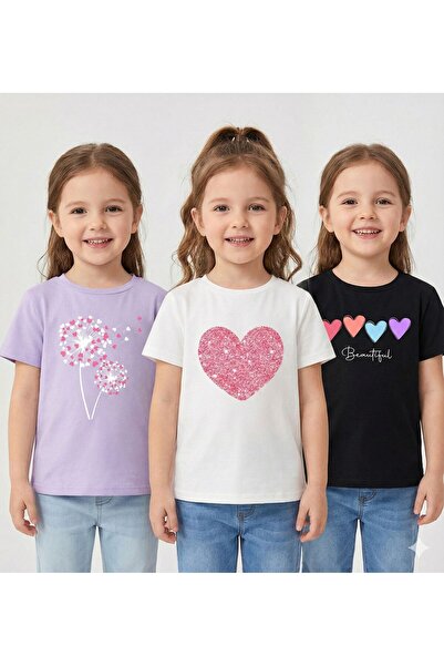 FAVORİST Πακέτο με 3 τεμάχια Beautiful Hearts με τύπωμα Παιδικό βαμβακερό μπλ...