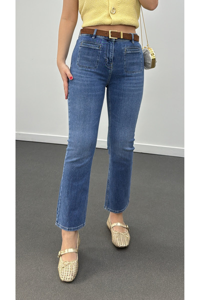 Narferita Estelia Kot Renk Önü Cepli Süper Likralı Jeans