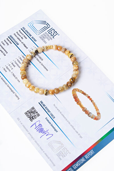 OSMANLI DOĞAL TAŞ Certified Amber Metal Bracelet (S.K:304)