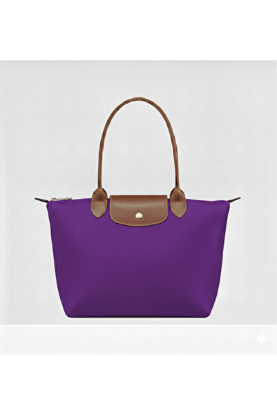 timelessbag Geantă de mână mov pentru femei cu fermoar, din material textil ♥️