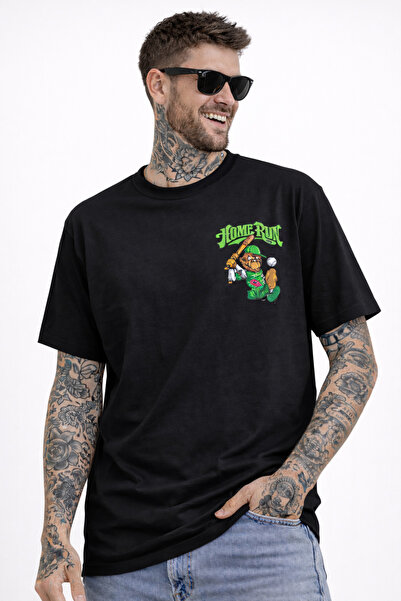 Me&On WEAR Home Run Monkey Printed Unisex Premium Cotton T-Shirt – Front & Ba...