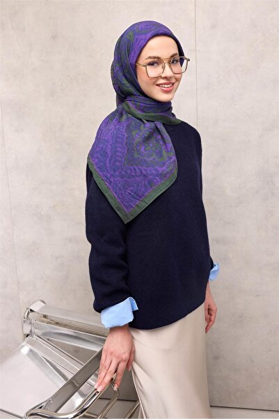 Silk Home Вискозен шал Velora Four Seasons с античен мотив, тъмнолилав, 90x90