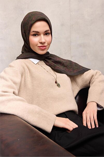 Silk Home Viscose Velora Scarf Four Seasons Baroque Floral Pattern Dark Army ...