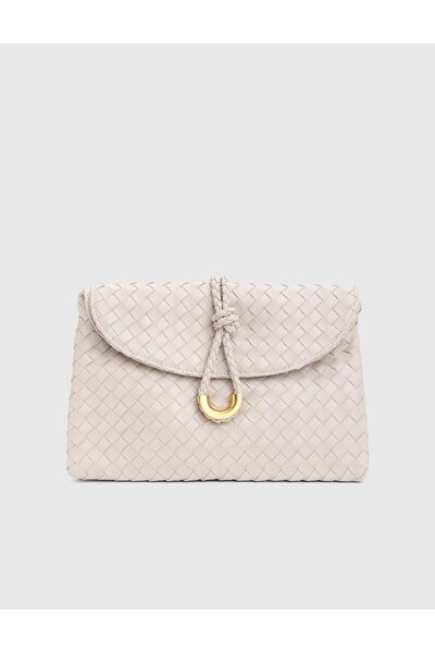 İLVİ Belline Knitted Print Cream Women's Handbag