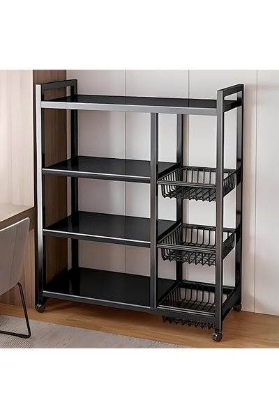 GENERAL رف تخزين معدني قابل للتعديل بأربعة مستويات - رف تخزين متحرك واحد مع 3...