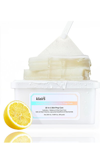 Klairs مناديل تونر بالفيتامينات 80 منديل - لتفتيح البشرة وتحضيرها للمكياج وتق...