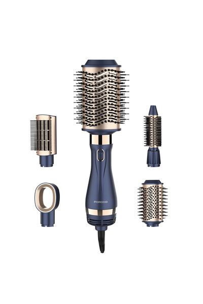 porodo مجموعة تصفيف الشعر بالفرشاة الهوائية الساخنة 5 في 1 مع أدوات فرد وتجعي...