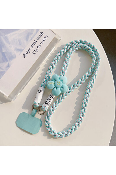 Choice8 حبل تعليق للهاتف المحمول من بوليستر /النايلون، لون أزرق سماوي، قطعة و...