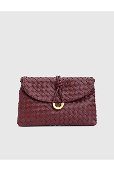 İLVİ Belline Knitted Print Claret Red Women's Handbag