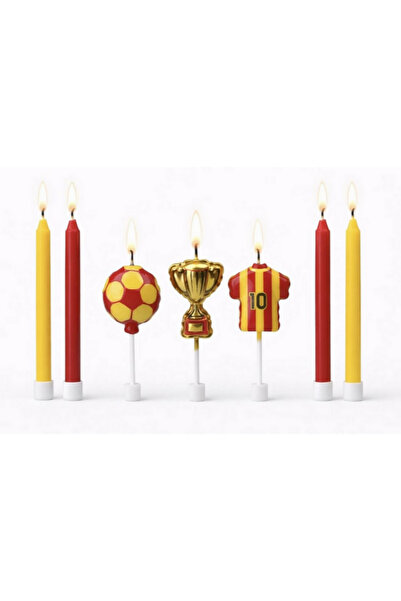 BALON DİYARI Galatasaray Doğum Günü Pasta Mumu Seti 7'lü - Top Kupa Forma sar...