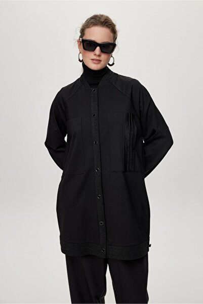 Zühre Striped Detail Black/Black Jacket C-0166