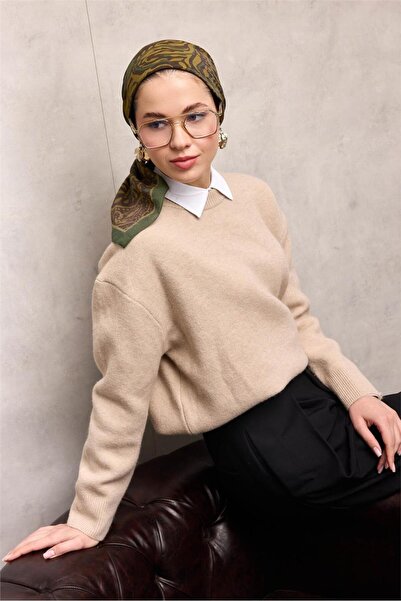 Silk Home Eșarfă din viscoză Velora Four Seasons Antique Pattern Verde 90x90