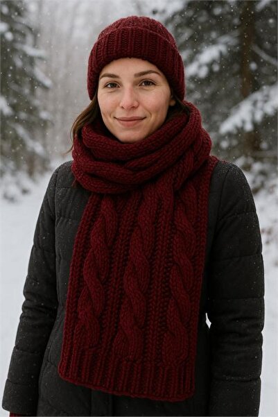 Neşeli Butik eșarfă de iarnă pentru femei, cu textura groasă, din material su...