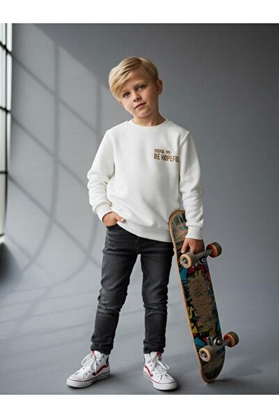 Zekids Pulover tricotat cu detaliu text pentru băieți