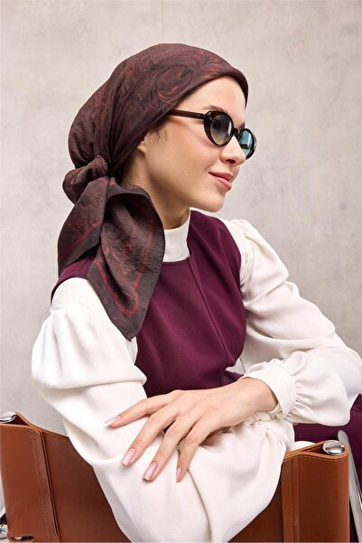 Silk Home Viscose Velora Scarf Four Seasons Baroque Floral Pattern Plum Cherr...