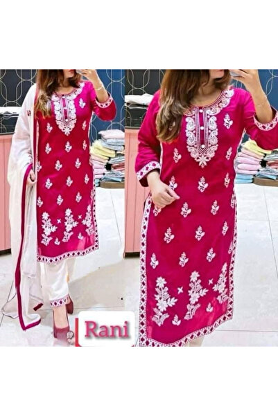 MYSMAR Pink Rayon Kurti Pent with Dupatta - PMM14059 | Pink