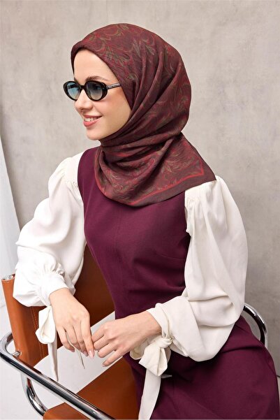 Silk Home Viscose Velora Scarf Four Seasons Baroque Floral Pattern Dark Plum ...