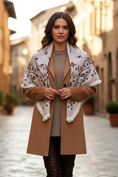 REMSA Şal pătrat cu model tricotat din caşmir 108x108 cm 1300 Ecru01