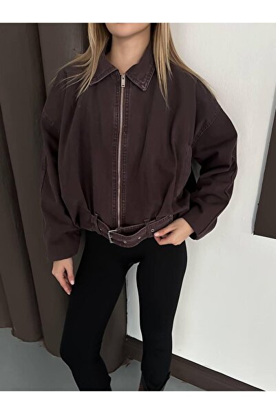 Ekim Store Belted Oversized Plush Denim Jacket