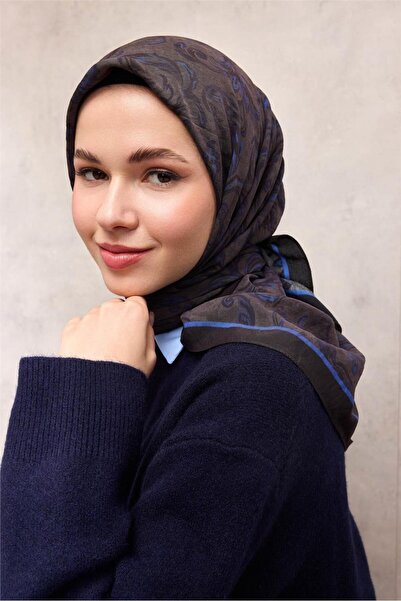 Silk Home Viscose Velora Scarf Four Seasons Baroque Floral Pattern Dark Black...