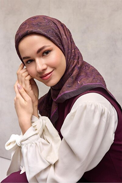 Silk Home Viscose Velora Scarf Four Seasons Baroque Floral Pattern Dark Purpl...