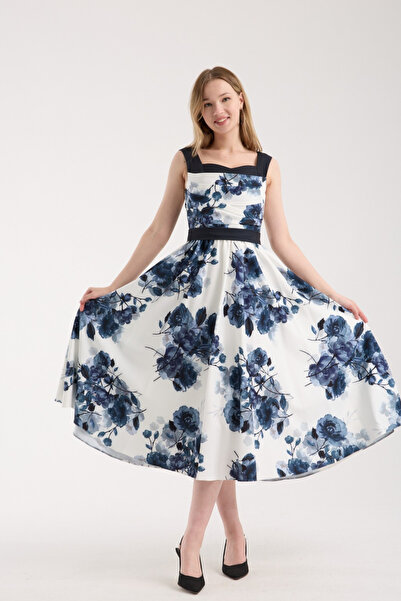 Stylish Stylish and elegant floral dress in black and white