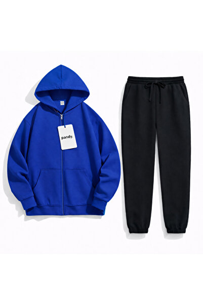 pandy Set de trening din 2 piese, cu cardigan cu fermoar și elastic la picioa...