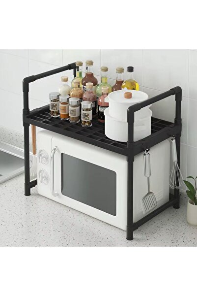 Promagg Стойка за микровълнова фурна, рафт за съхранение с 4 странични куки, ...