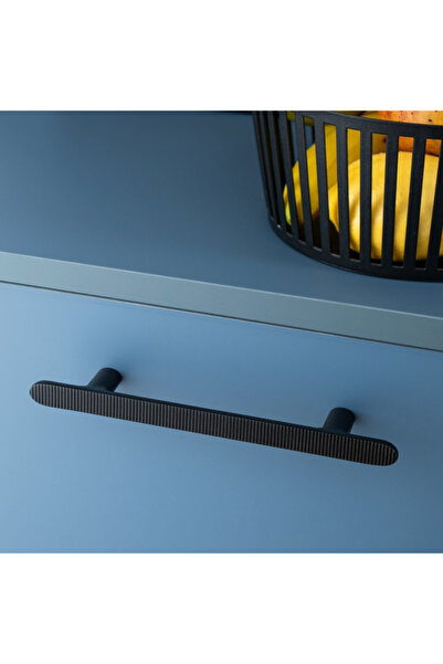 System 4745 Modern Tırtıklı Kulp Siyah Renk 256 mm (iki delik arası mesafe)