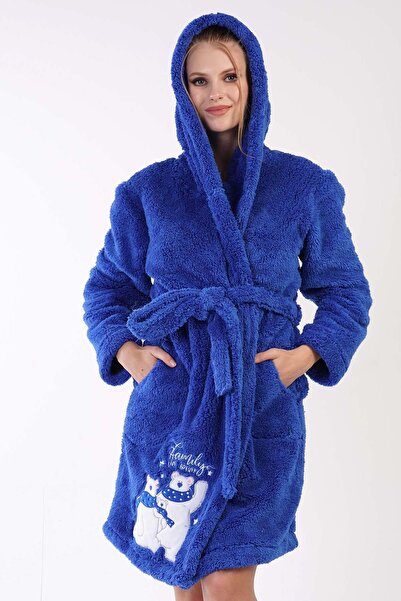 REN Women's Indigo Super Soft Welwelsoft Long Sleeve Short Dressing Gown with...