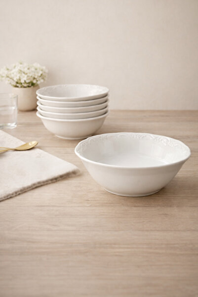 Evila 6’lı Porselen Çorba Kasesi 15 cm – Beyaz Derin Servis Kasesi | Çorbalık...