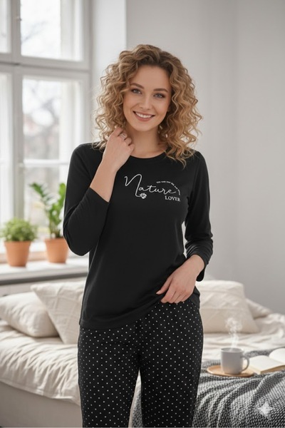 FAMES PİJAMA Γυναικεία μακρυμάνικη φόρμα πιτζάμας ελαστικό ύφασμα βισκόζης γι...