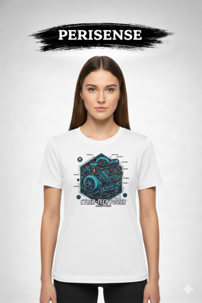 PERISENSE Unisex Car Engine Blueprint Schematic Printed Premium Combed Cotton...