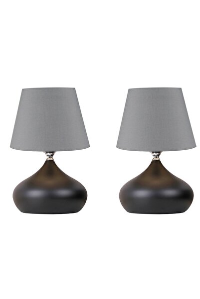 Vivense EVLİGHT LAPİS İKİLİ SET MASA LAMBASI, ANTRASİT ŞAPKA, TEKLİ METAL ABAJUR