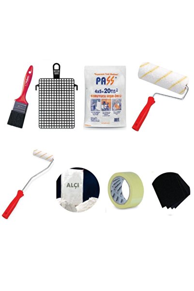 YILSAN Boya Yardımcı Malzeme Seti Rulo + Fırça + Saten Alçı + Zımpara + Kağıt...