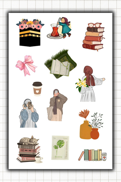 birikiyedi 2 Sheets Motto Islamic Themed Hijab Women Sticker - Agenda Laptop Phone Notebook Label - Hijab