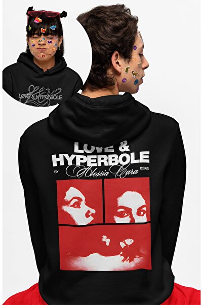 Fuddy Moda Φούτερ με κουκούλα Unisex με στάμπα Love & Hyperbole στην πλάτη, O...