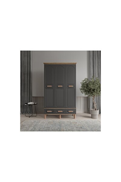 Vivense Safir Gardırop Antrasit, 3 Kapaklı