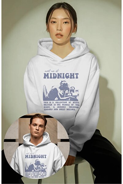 Fuddy Moda Hanorac unisex cu glugă și imprimeu Meet Me At Midnight tricou , H...