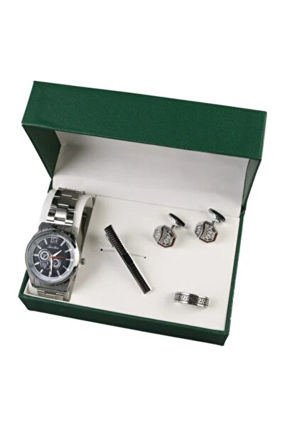 velve Set Kevin pentru barbati cu patru piese: ceas, inel, ac cravata si mans...