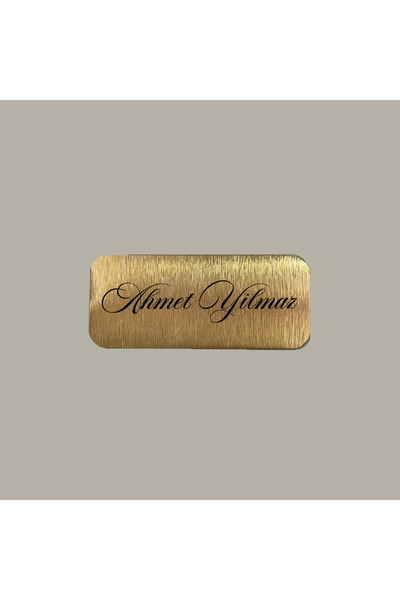 CRF Kişiye Özel Gold Altın Renk Metal Etiket İsim Soyisim 3x7 cm Arkası Yapış...