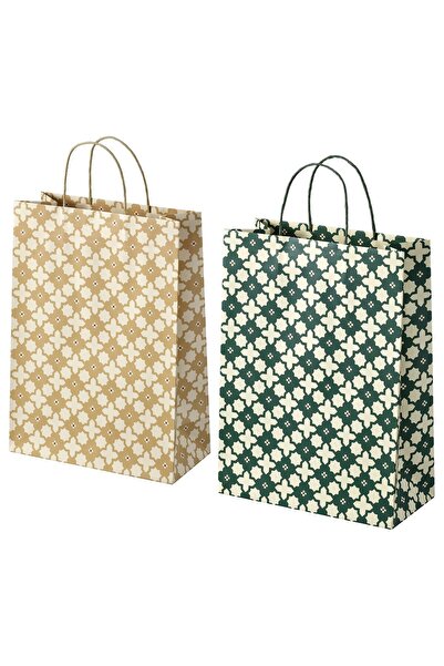 IKEA حقيبة هدايا GOKVÄLLÅ، بنقوش متعددة الألوان، 26 × 35 سم